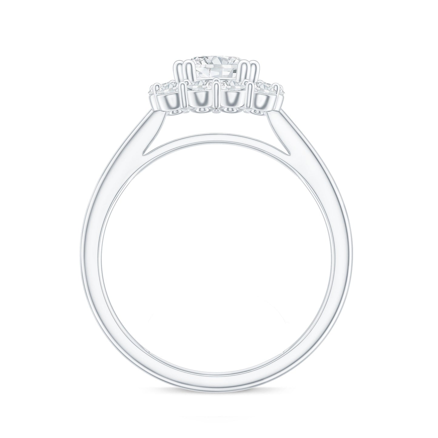 Classic Moissanite Halo Engagement Ring in Double Prong Setting