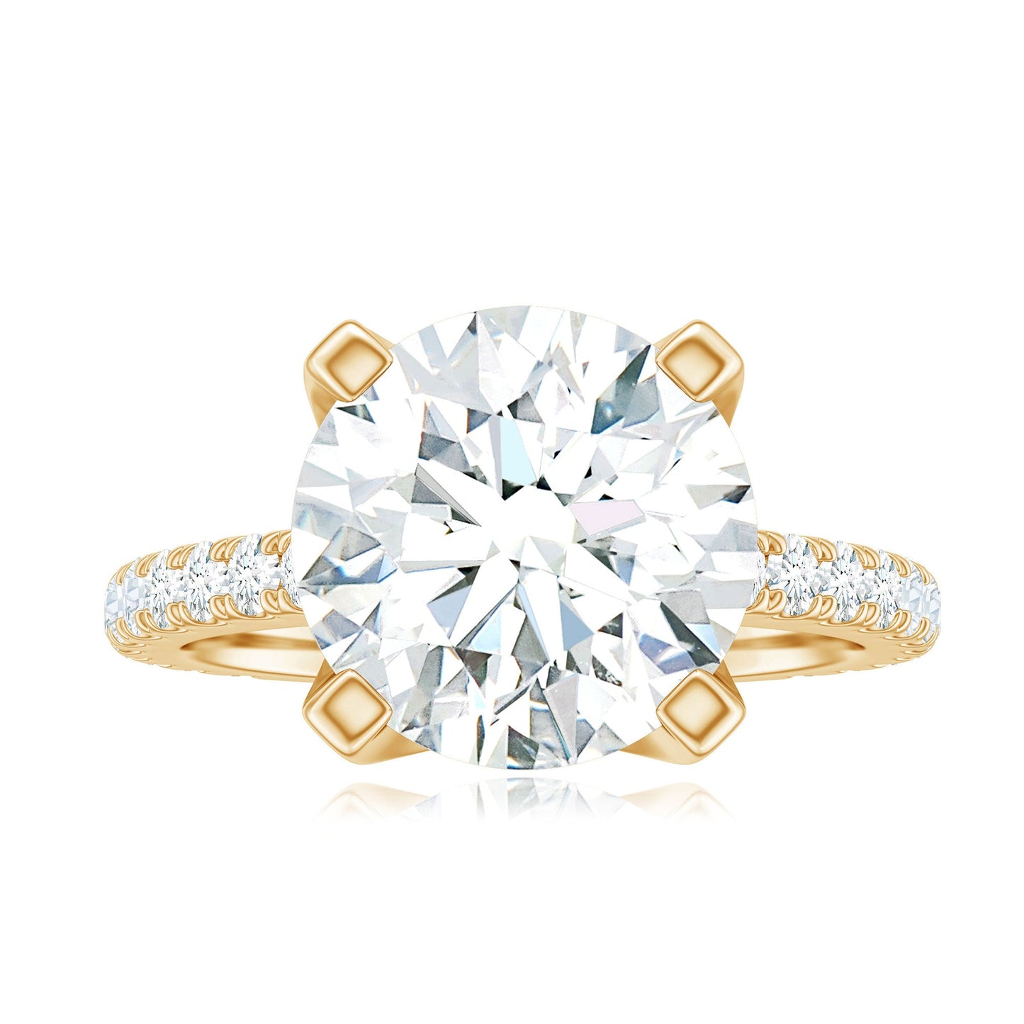 Round 4.4 Carat Moissanite Solitaire Engagement Ring with Side Stones