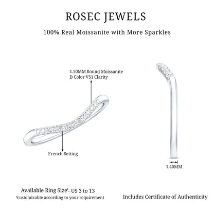 Curved Stackable Ring with Certified Moissanite
