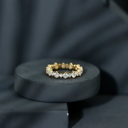 Round Certified Moissanite Stackable Eternity Ring For Women
