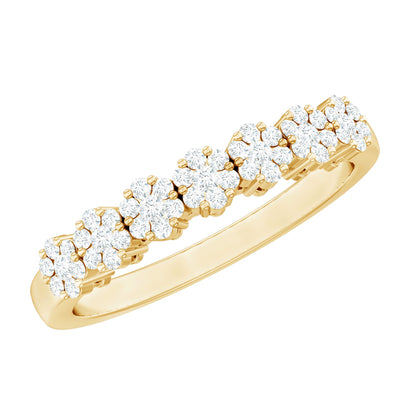 Minimalist Moissanite Flower Wedding Band for Women