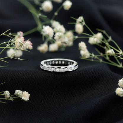 Channel Set Round Moissanite Full Eternity Band Ring
