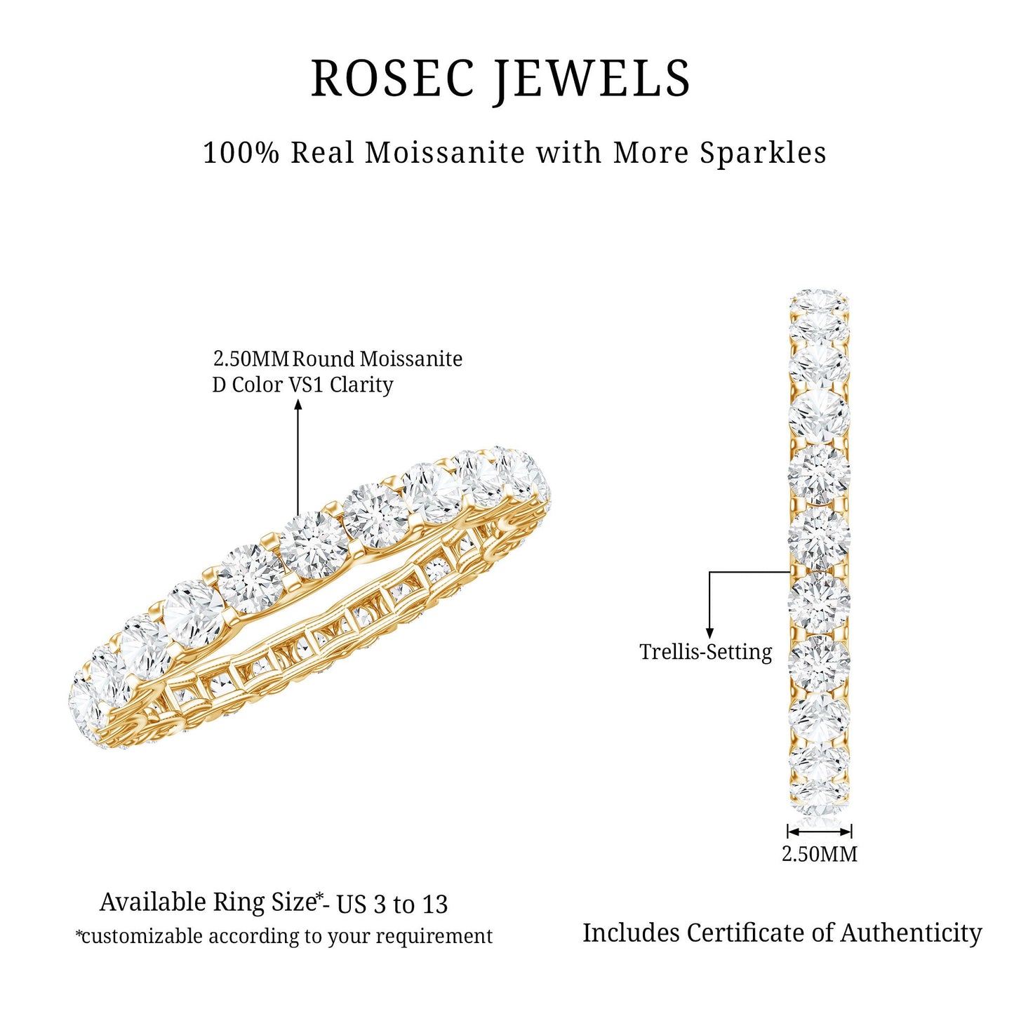 Brilliant Cut Moissanite Eternity Wedding Ring for Women