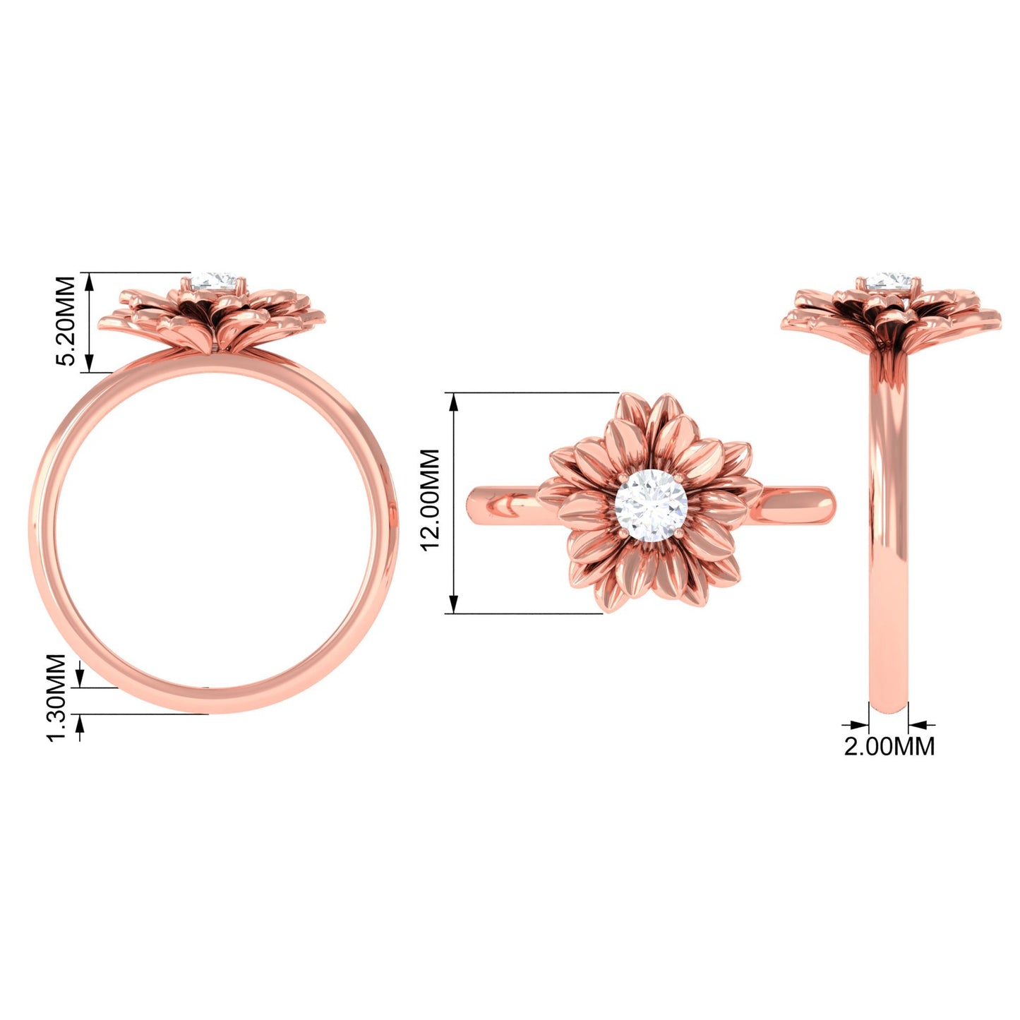 Certified Real Diamond Floral Engagement Ring
