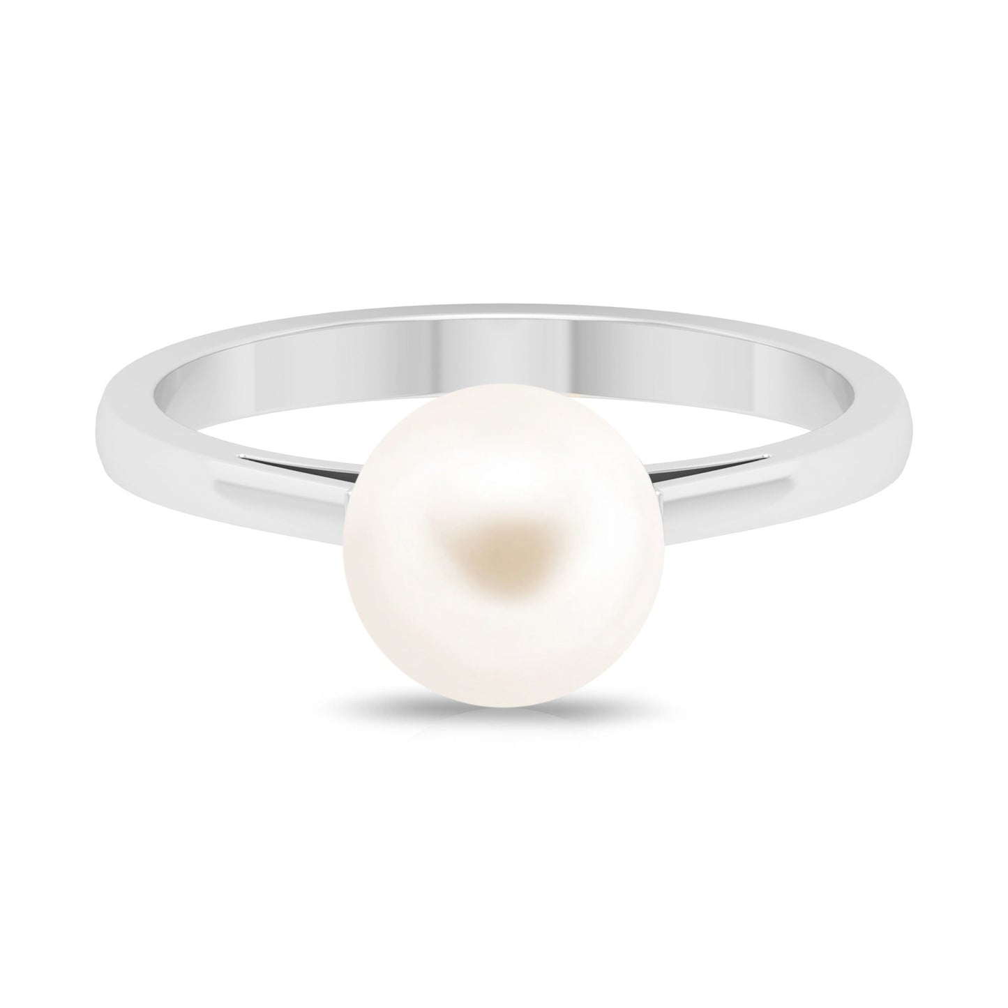 7.4 Carat Freshwater White Pearl Solitaire Engagement Ring