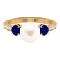 7.4 Carat White Pearl and Sapphire 3 Stone Engagement Ring with Diamond