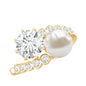 Freshwater Pearl and Moissanite Toi Et Moi Cocktail Ring