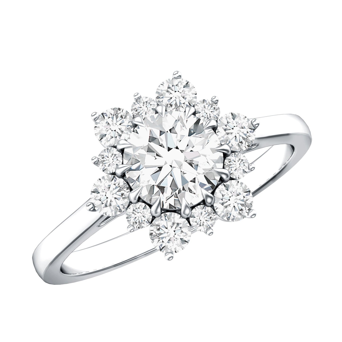 Claw Set Moissanite Halo Engagement Ring with Certificate