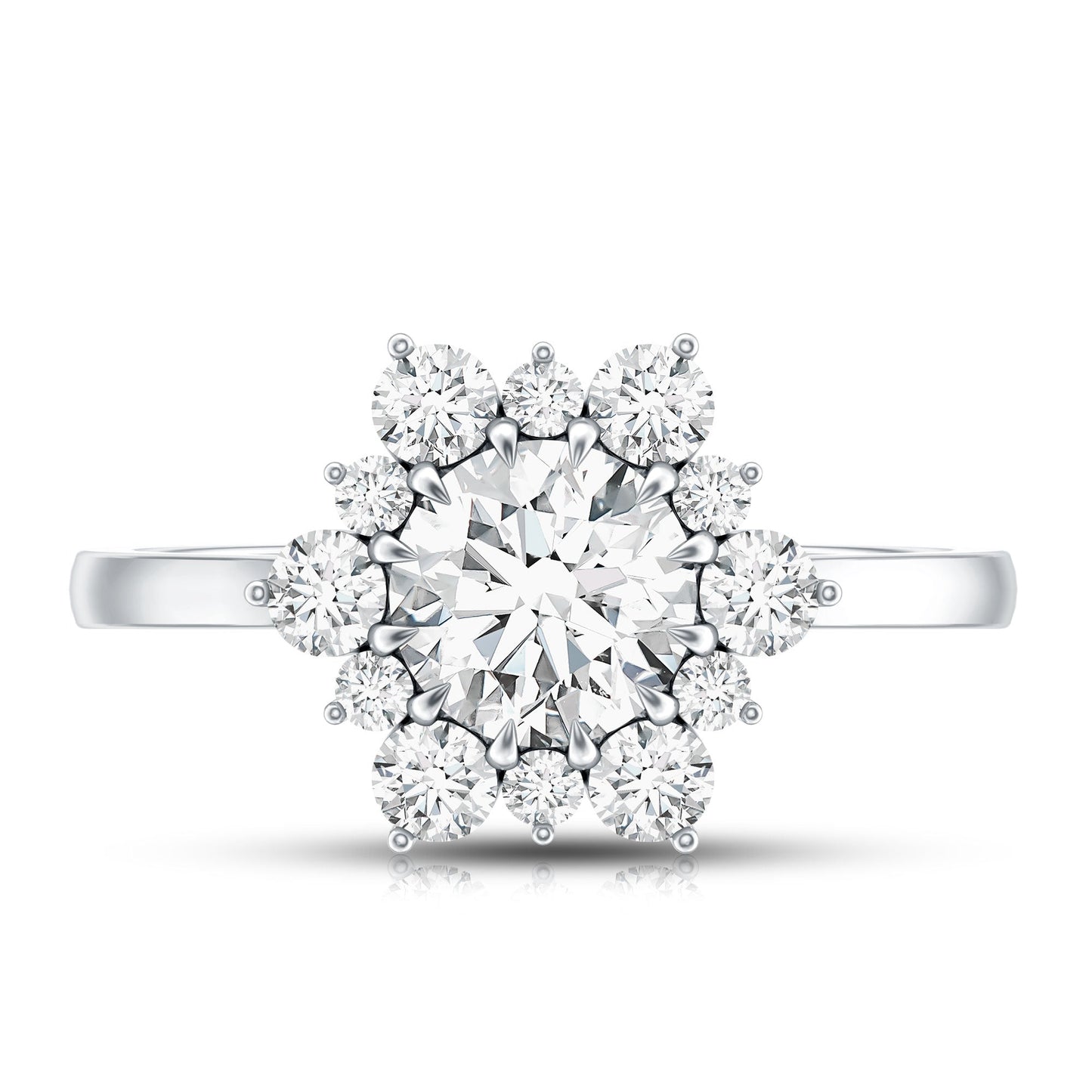 Claw Set Moissanite Halo Engagement Ring with Certificate