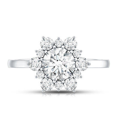 Claw Set Moissanite Halo Engagement Ring with Certificate