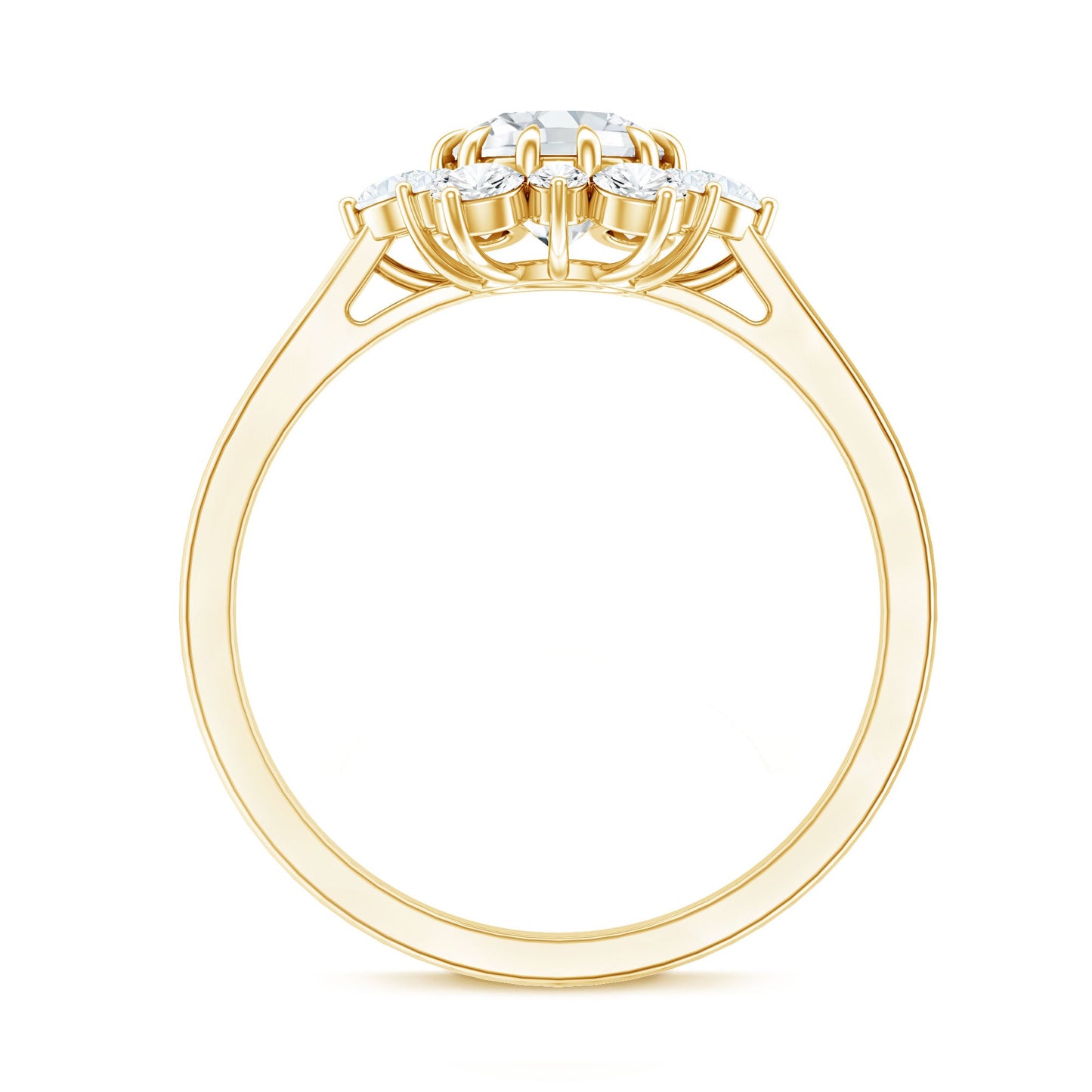 Claw Set Moissanite Halo Engagement Ring with Certificate