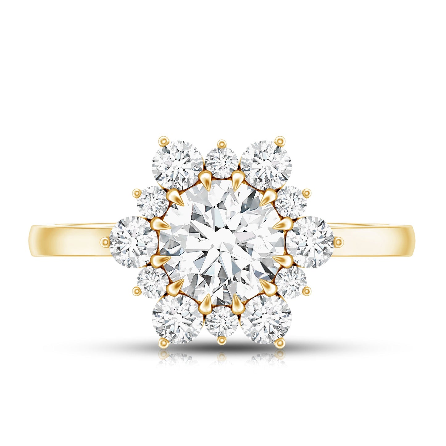 Claw Set Moissanite Halo Engagement Ring with Certificate