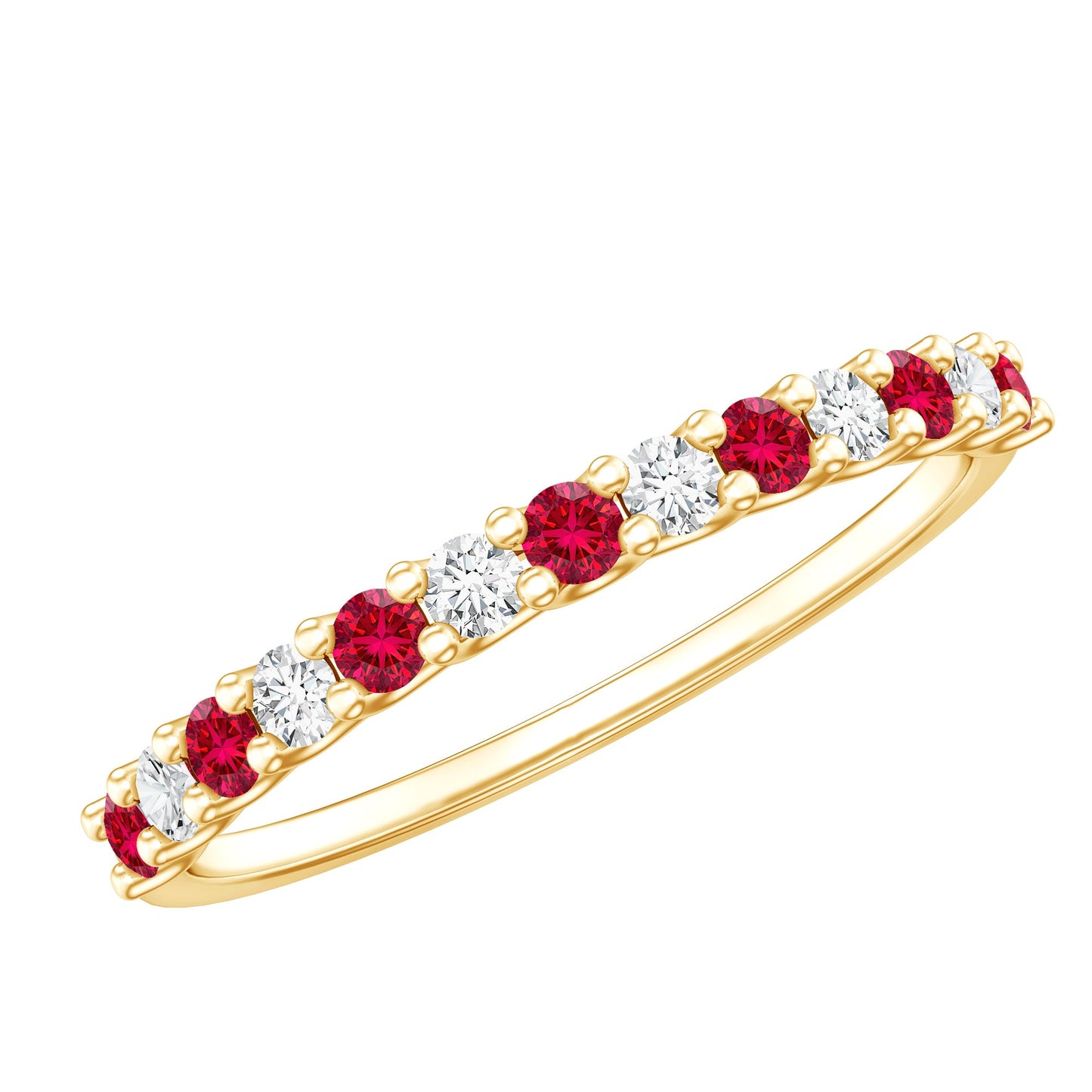 Lab Created Ruby and Diamond Stackable Band Ring