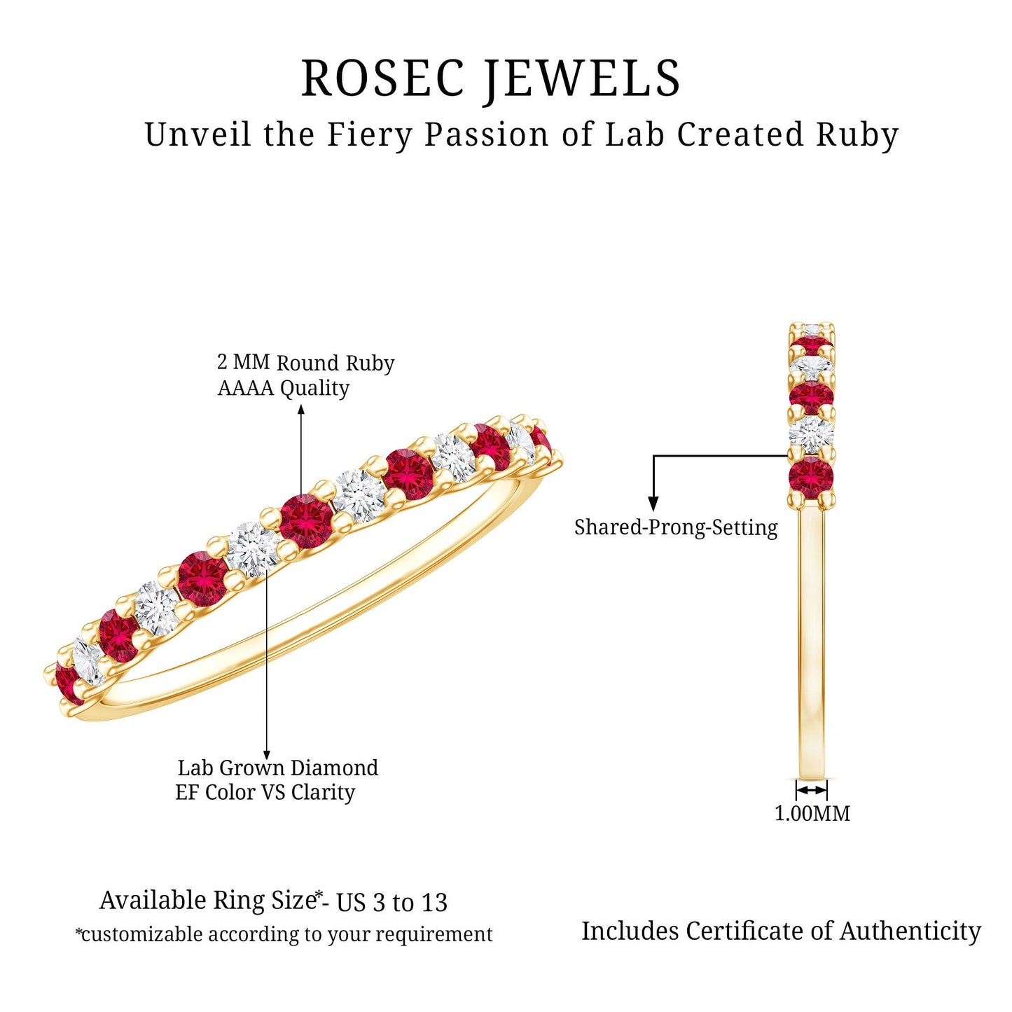 Lab Created Ruby and Diamond Stackable Band Ring