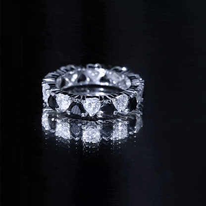 Heart Shape Lab Grown Black Diamond Eternity Band With Moissanite