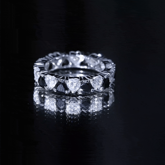 Heart Shape Lab Grown Black Diamond Eternity Band With Moissanite
