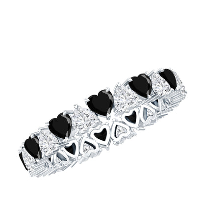 Heart Shape Lab Grown Black Diamond Eternity Band With Moissanite