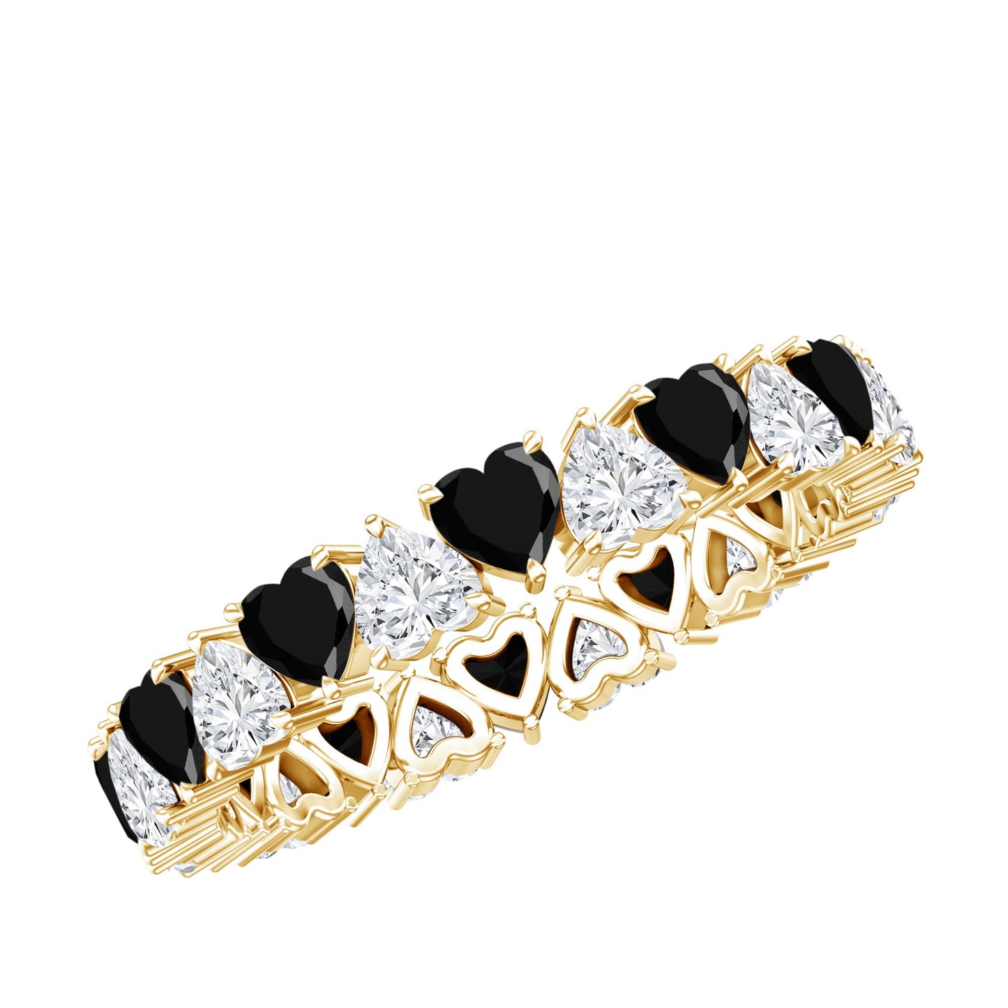 Heart Shape Lab Grown Black Diamond Eternity Band With Moissanite
