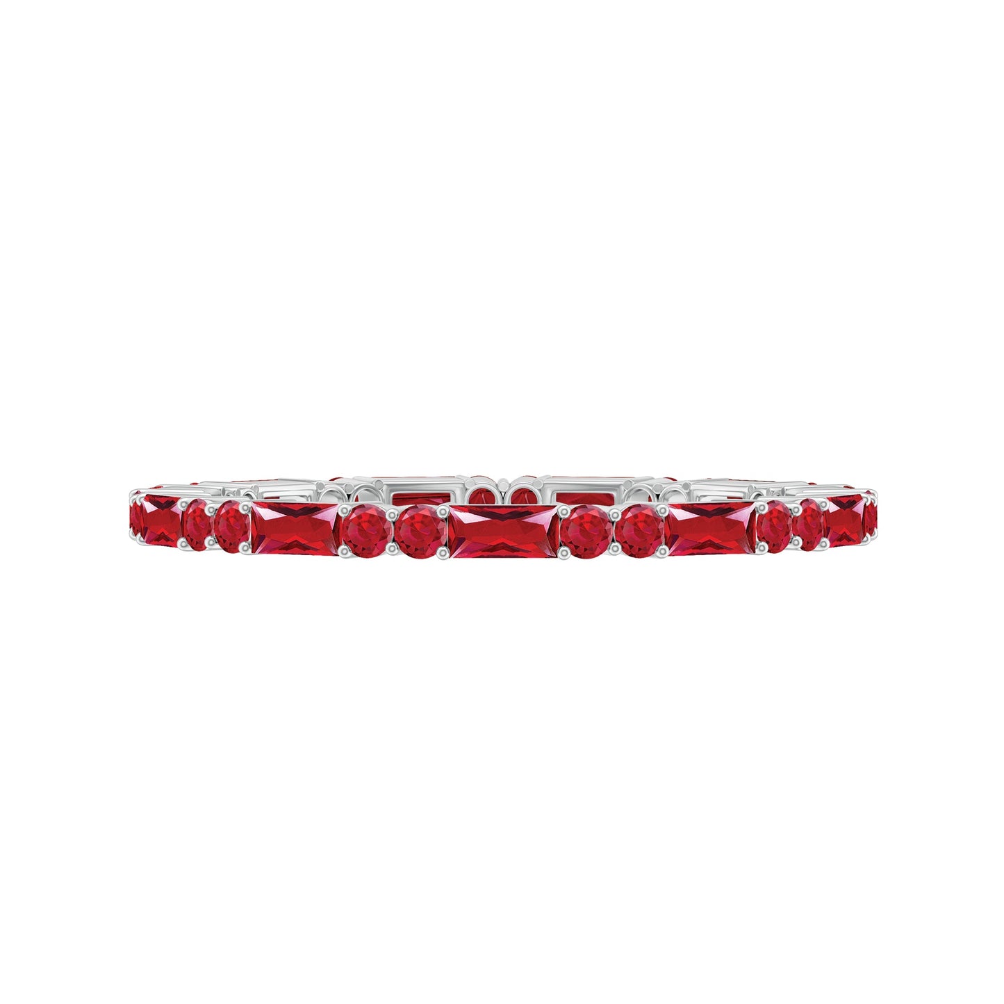 Baguette and Round Lab Created Ruby Eternity Ring