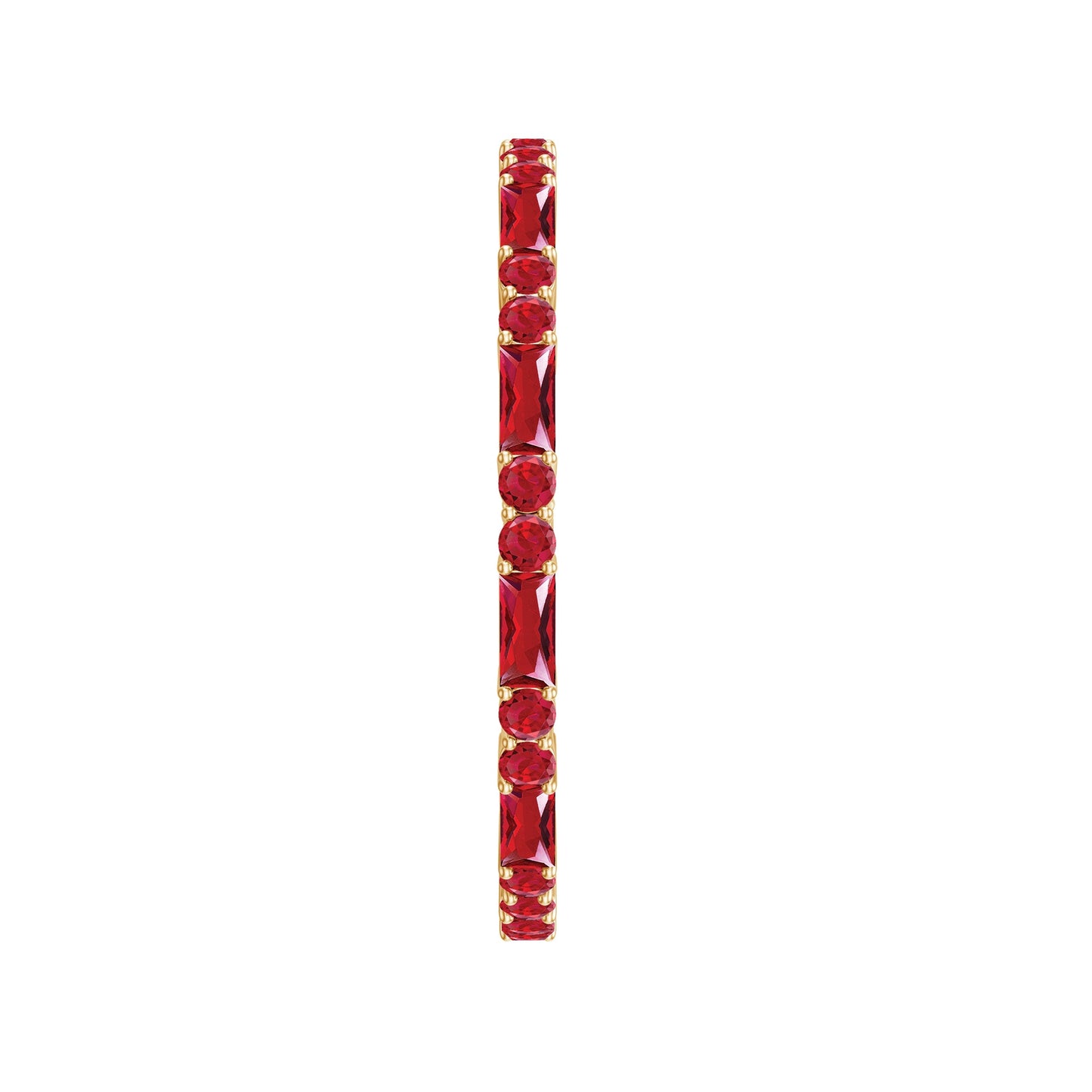 Baguette and Round Lab Created Ruby Eternity Ring