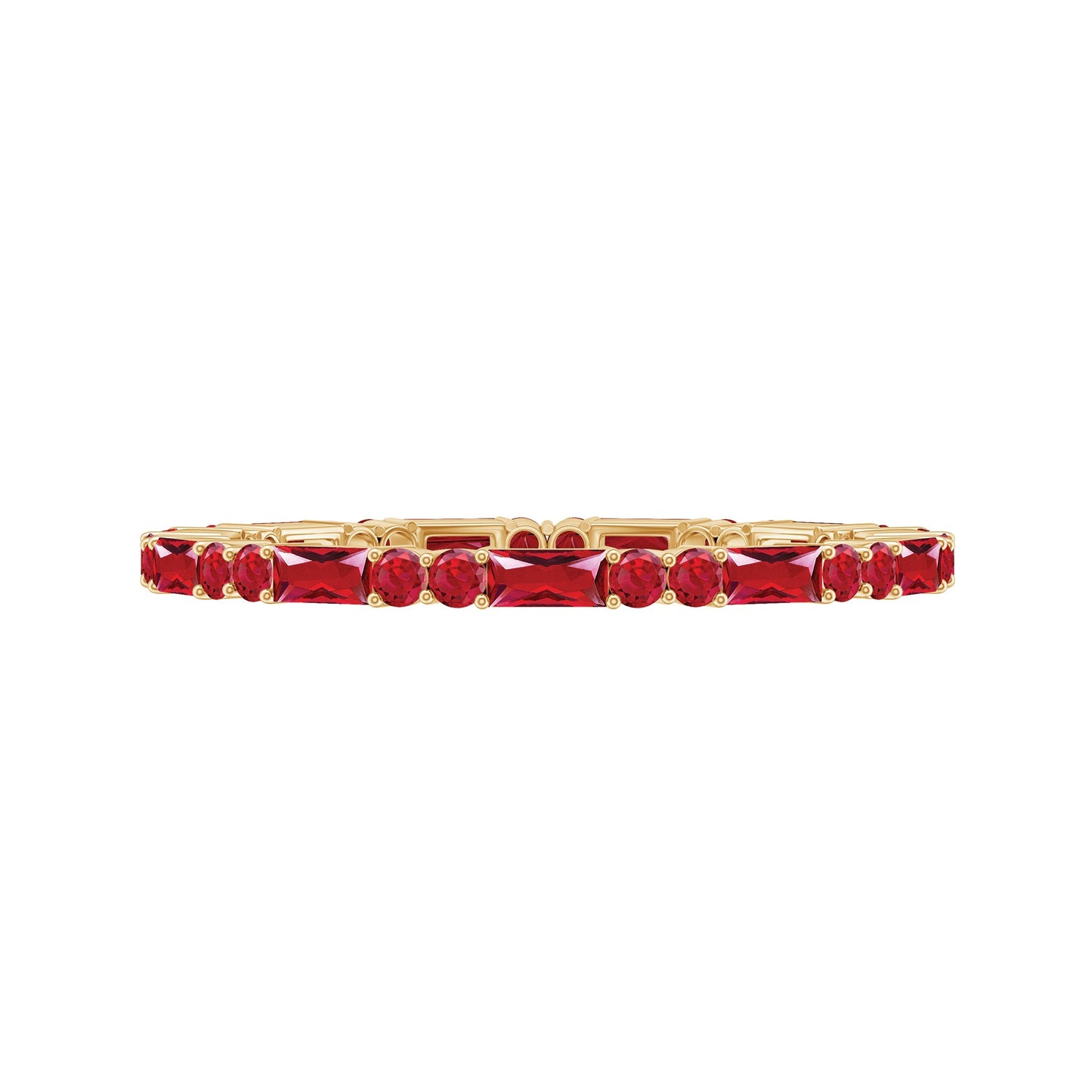 Baguette and Round Lab Created Ruby Eternity Ring
