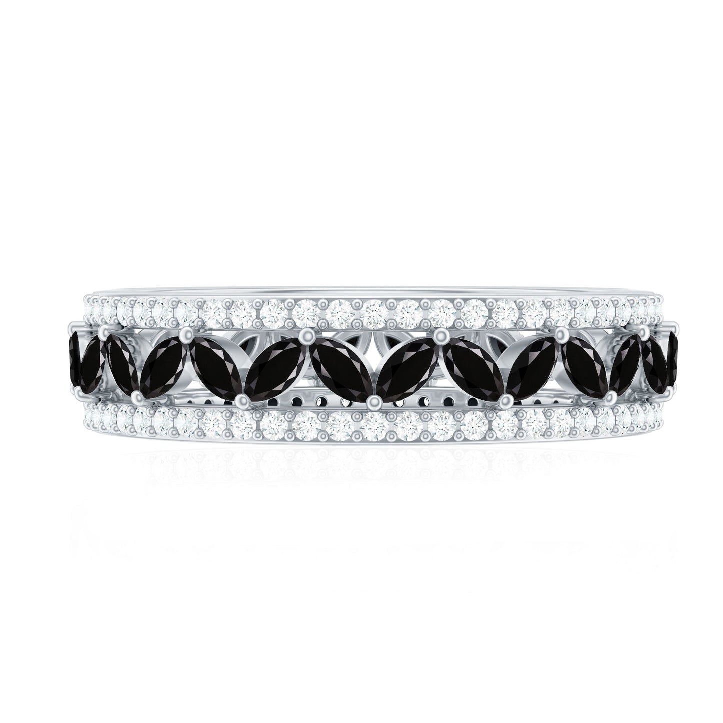 Certified Lab Grown Black Diamond Wedding Band Ring with Moissanite
