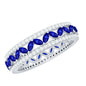 Marquise Lab Created Blue Sapphire and Diamond Wedding Band Ring