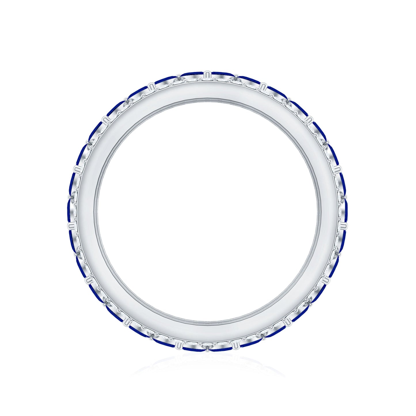 Marquise Lab Created Blue Sapphire and Diamond Wedding Band Ring