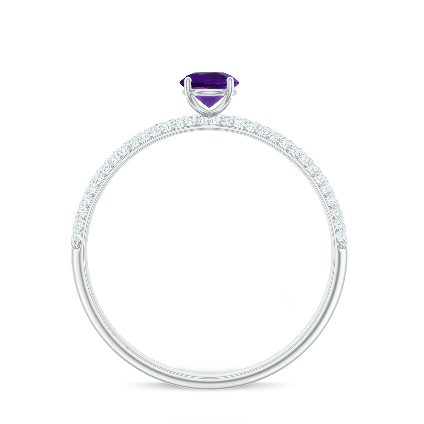 Natural Amethyst Engagement Ring with Diamond for Women