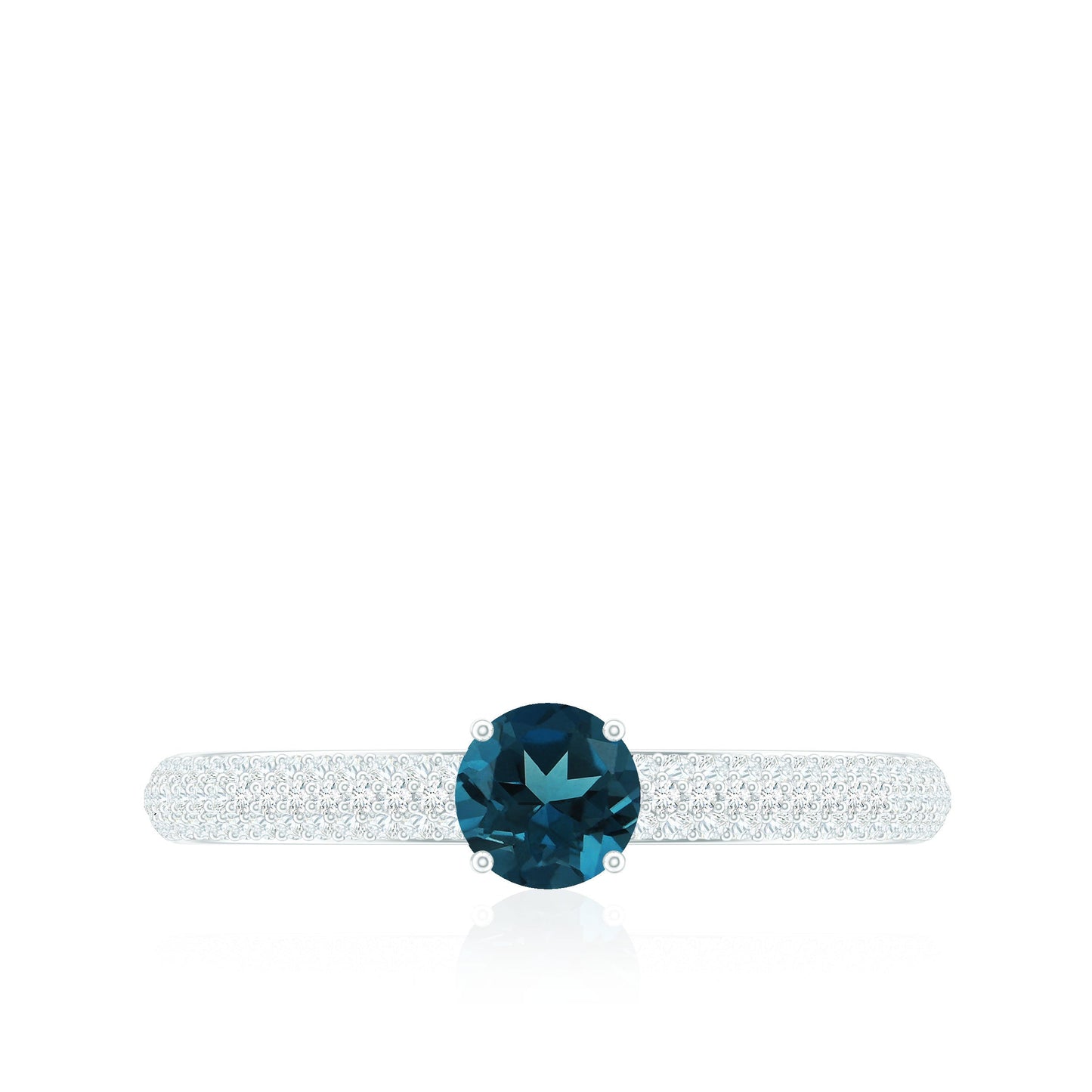 0.6 Carat London Blue Topaz Solitaire Promise Ring with Diamond