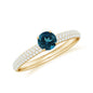 0.6 Carat London Blue Topaz Solitaire Promise Ring with Diamond
