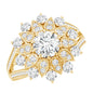 Certified Moissanite Statement Flower Engagement Ring