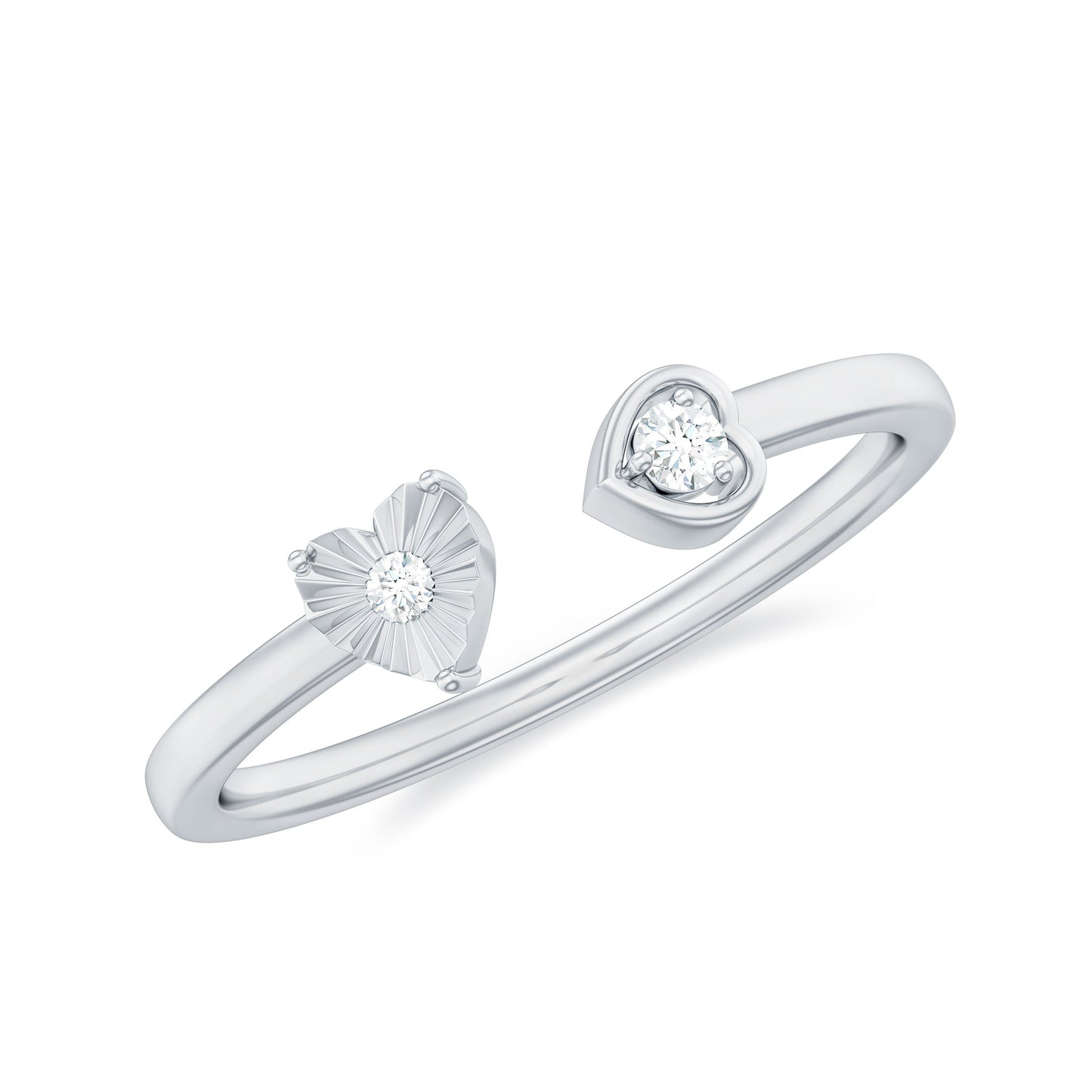 Certified Real Diamond Heart Promise Ring in Cuff Style
