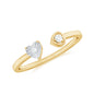 Certified Real Diamond Heart Promise Ring in Cuff Style