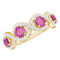 Pink Tourmaline Infinity Half Eternity Band Ring with Diamond