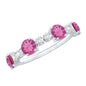 Alternate Semi Eternity Ring with Pink Tourmaline and Diamond