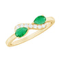 Natural Pear Emerald and Diamond Infinity Promise Ring