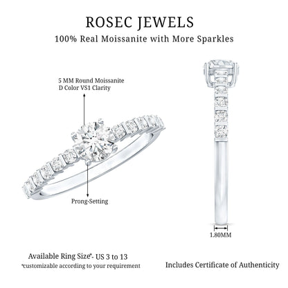 Round Brilliant Cut Moissanite Proposal Ring