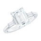 Solitaire Moissanite Emerald Cut Engagement Ring with Certificate