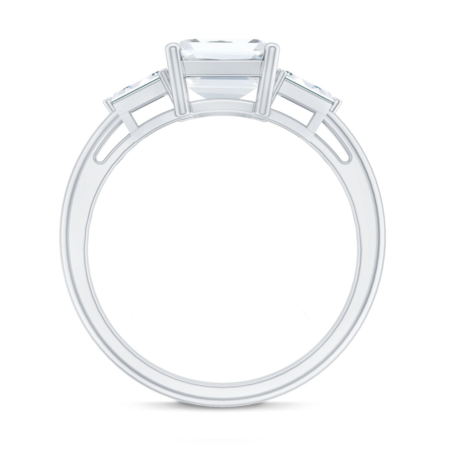 Solitaire Moissanite Emerald Cut Engagement Ring with Certificate