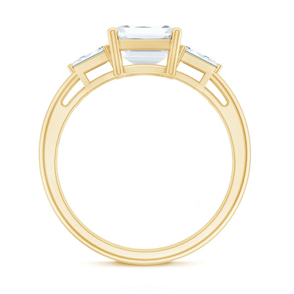 Solitaire Moissanite Emerald Cut Engagement Ring with Certificate