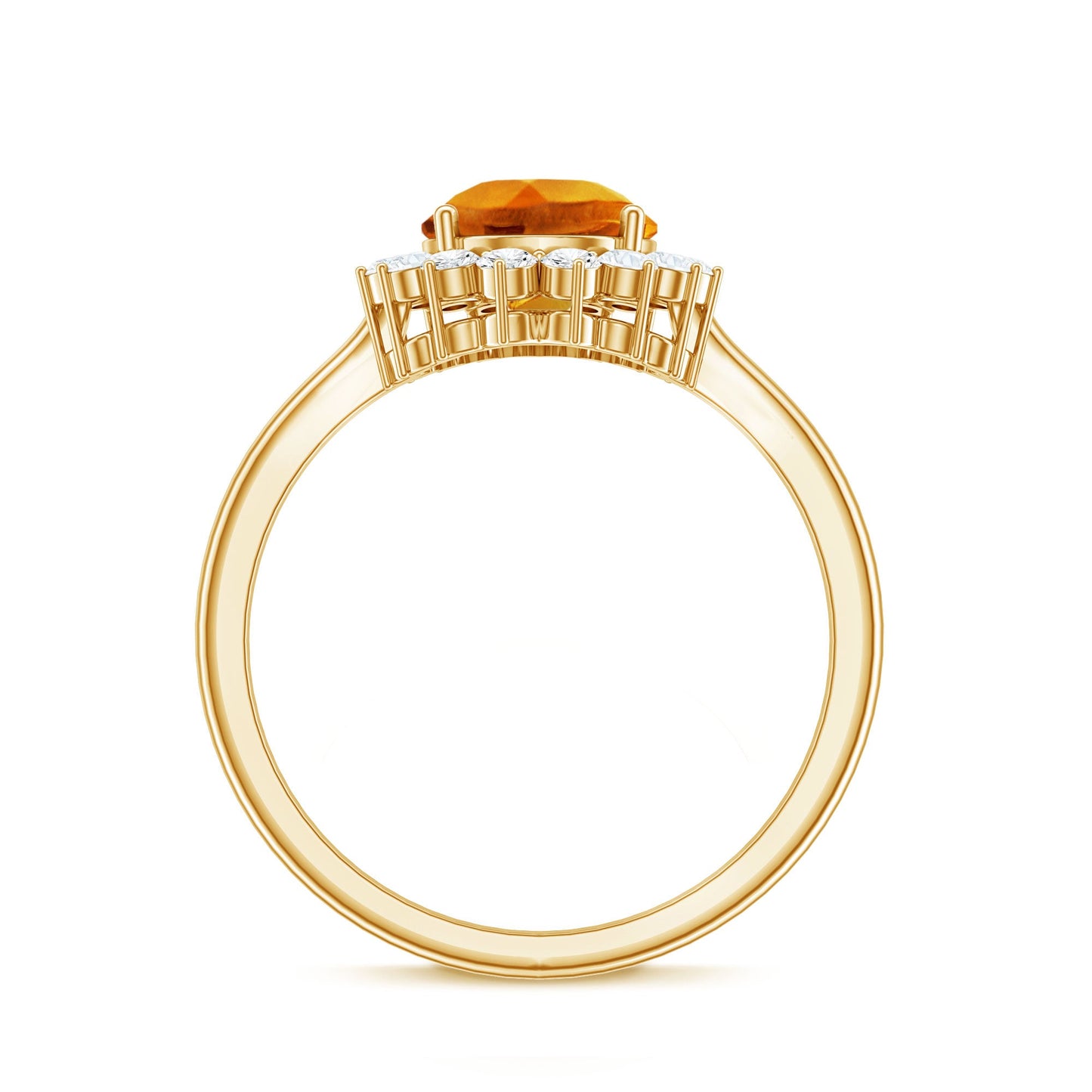 2.5 Carat Lab Grown Orange Sapphire Teardrop Engagement Ring with Diamond Halo