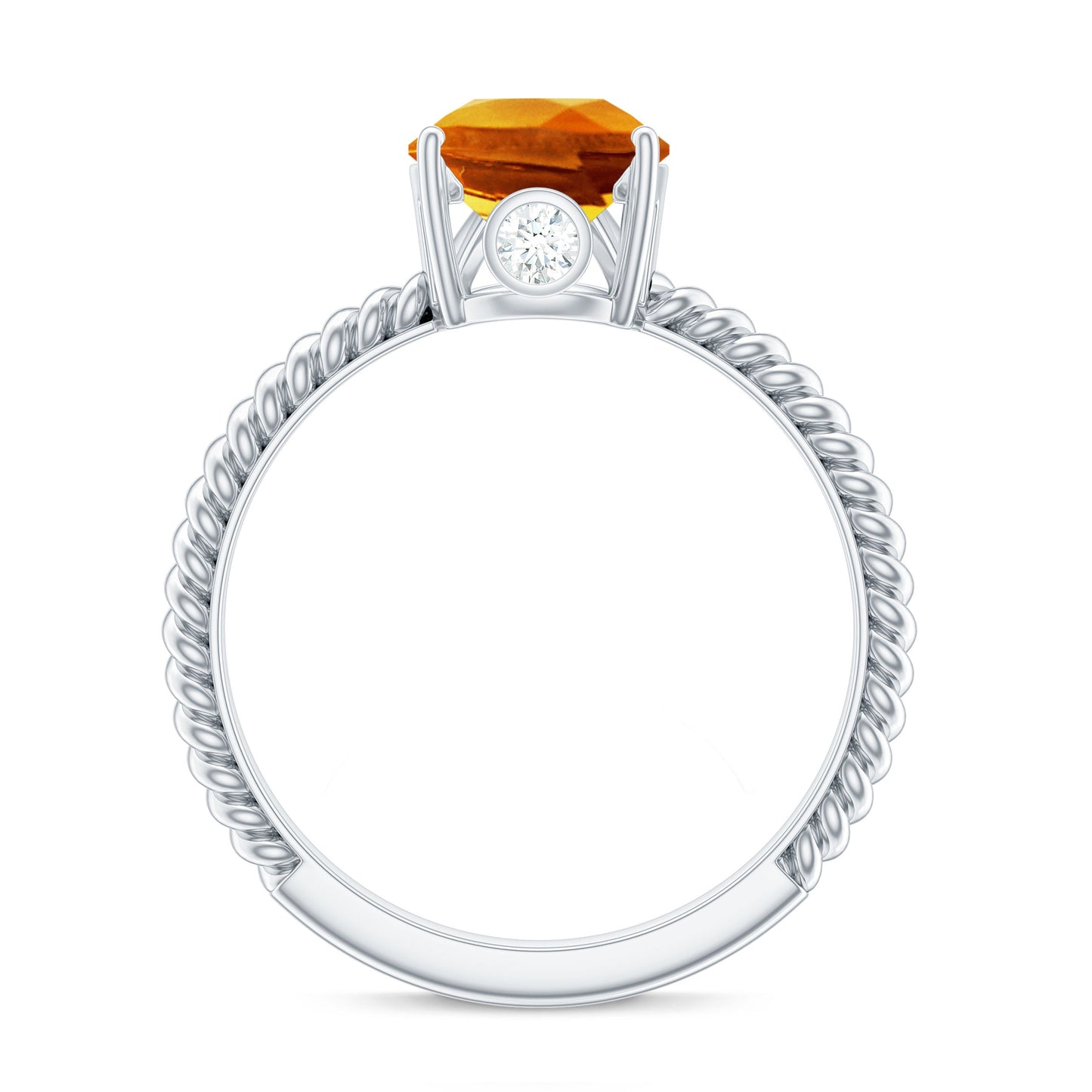 2.5 Carat Lab Grown Orange Sapphire Pear Shaped Engagement Ring with Twisted Rope