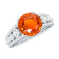2.25 Carat Lab Grown Orange Sapphire Solitaire Engagement Ring with Side Stones