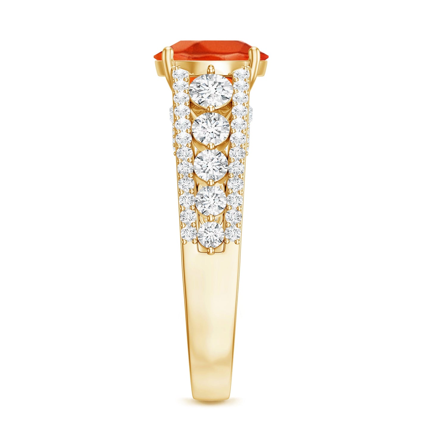 2.25 Carat Lab Grown Orange Sapphire Solitaire Engagement Ring with Side Stones