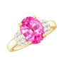 Created Pink Sapphire Oval Engagement Ring with Diamond Accent