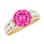 Created Pink Sapphire Engagement Ring with Moissanite Side Stones
