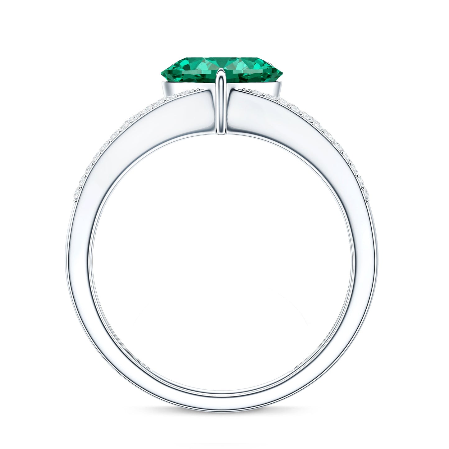 Designer 2 Carat Lab Grown Emerald Heart Engagement Ring With Diamonds