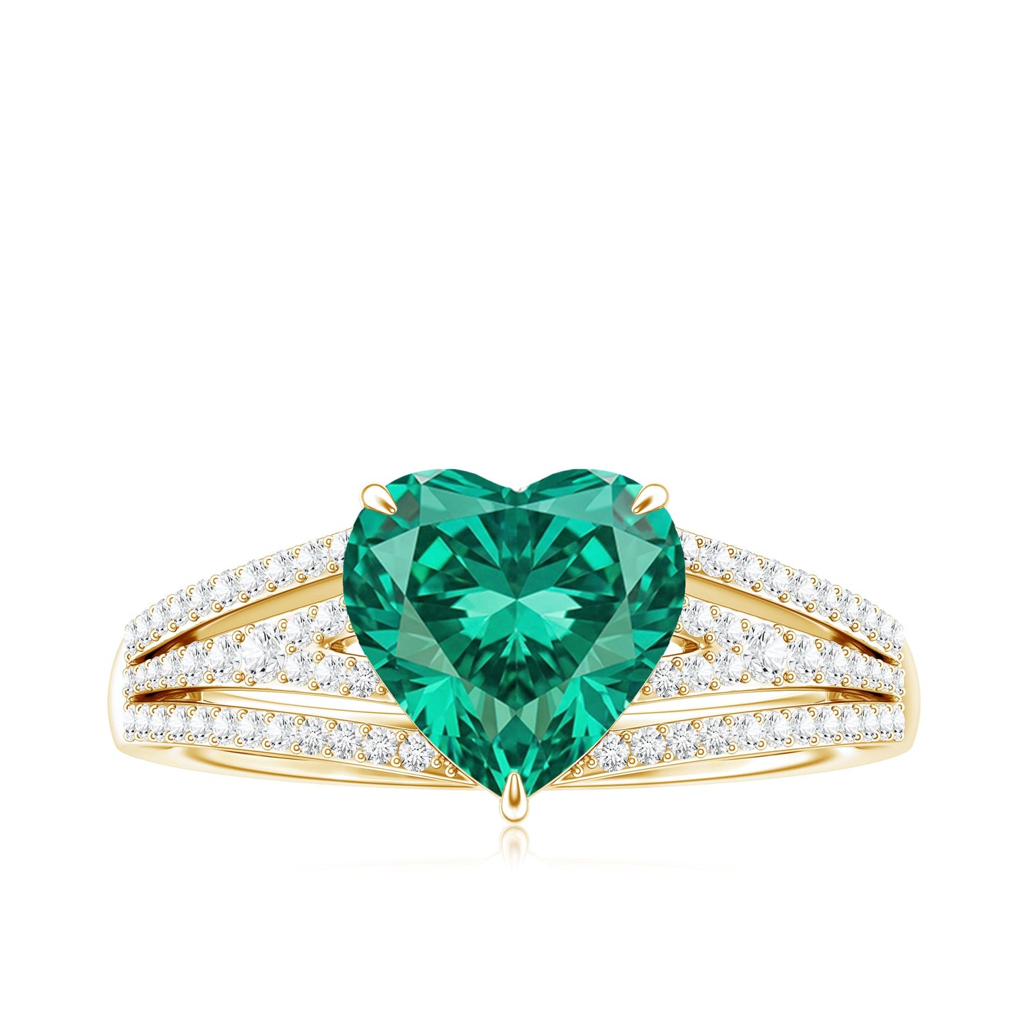 Designer 2 Carat Lab Grown Emerald Heart Engagement Ring With Diamonds