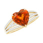 2 Carat Lab Grown Orange Sapphire Heart Engagement Ring with Diamond Split Shank
